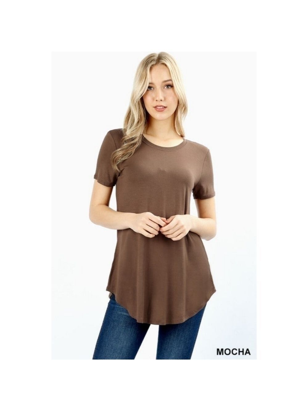 ZENANA Short Sleeve Brown color Top Size Large NWT